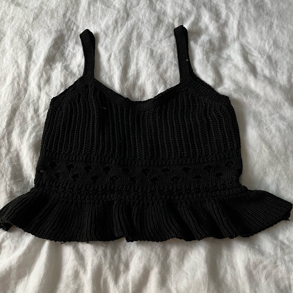 Black Knit Peplum Top